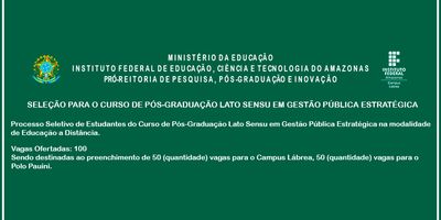 Seleção de Pós-graduação Lato Sensu em Gestão Pública Estratégica