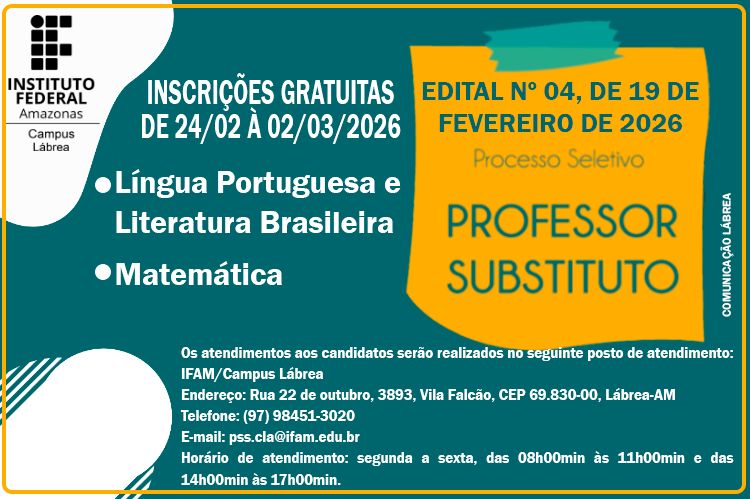 Edital Nº 004/2026/GDG/DG/IFAM Professor Substituto